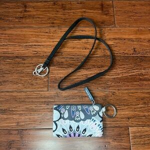 Vera Bradley Medallion Mimosa coin wallet with black lanyard